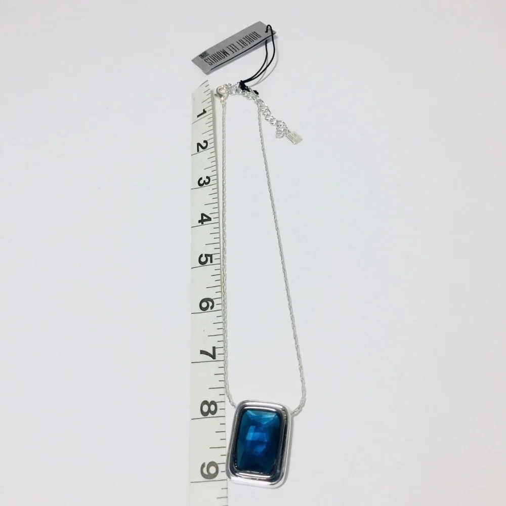 Robert Lee Morris Soho Silver Tone Geometric Blue Stone Necklaces